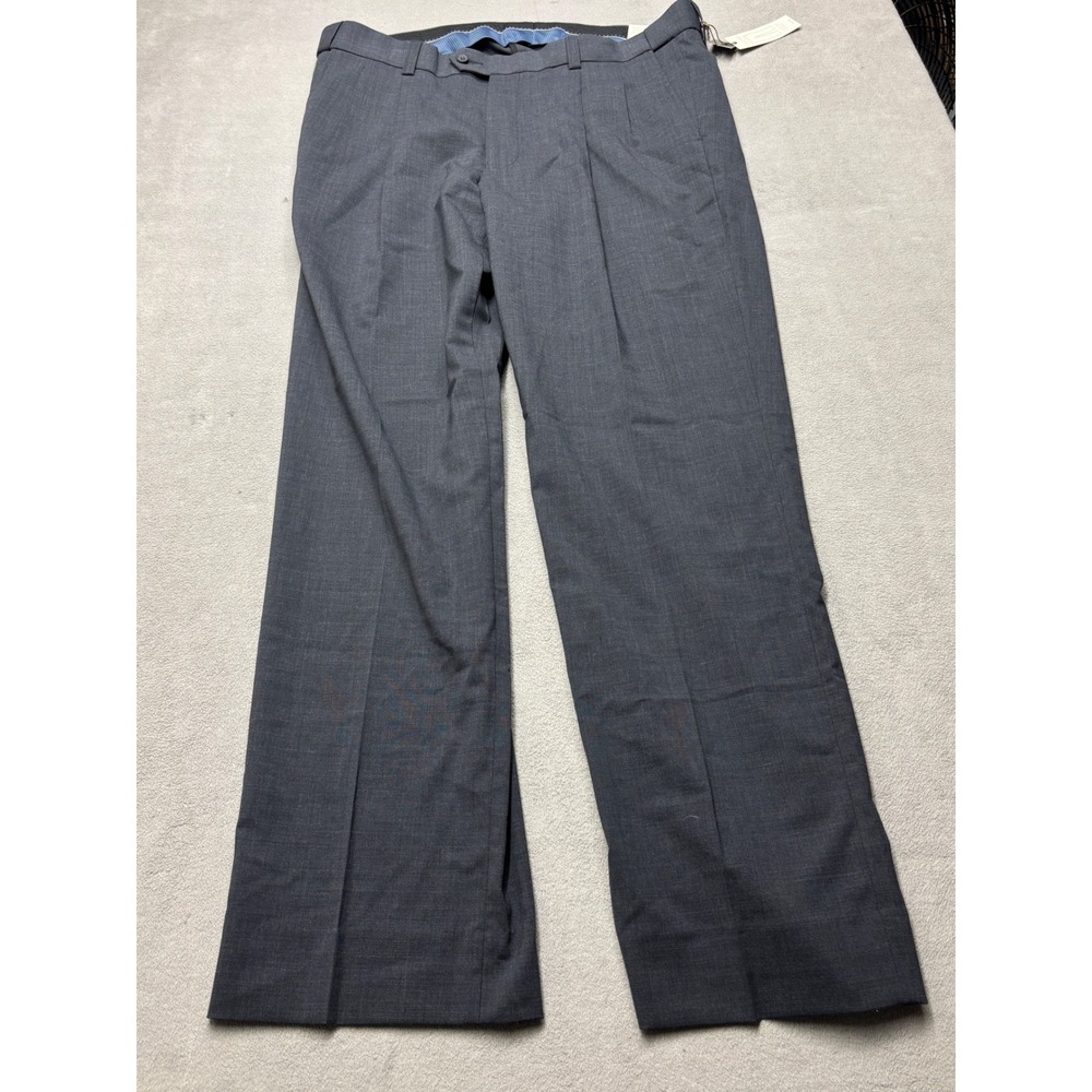 Oak Hill DXL Mens Pleated Dress Pants Charcoal Grey Wool Blend 40x32 NEW